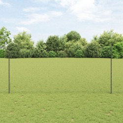 22 db u-csatornás kerítésoszlop szürke 140 cm acél, hatszögletű kerítés szürke 1.4x50 m acél