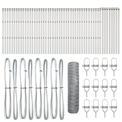 Hatszögű kerítés 0,5x100 m horganyzott acél, kerítéspillérek 13 db ø32 mm 100 cm horganyzott acél