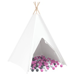 Gyermek teepee sátor táskával barackszínű & játéklabdákkal fehér