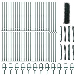 Hatágú kerítés zöld 0,4x100 m acél, kerítésoszlopok alaplapokkal 13 db ø32mm 50cm galvanizált acél