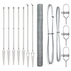 Hatszögletű kerítés 1,6x10 m galvanizált acél, kerítésoszlopok tűzőcsavarral 7 db ø32 mm 180 cm galvanizált acél