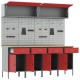 10 darabos munkaszekrény és pegboard készlet piros mdf-ből és fémből