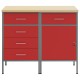 2 darabos munkaszekrény szett piros meg szürke mérnöki fából meg acélból