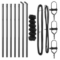 Láncos kerítés 7 oszloppal 0.8x10 m galvanizált acél szürke