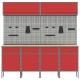 10 darabos munkaszekrény és pegboard készlet piros mdf-ből és fémből
