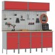 10 darabos munkaszekrény és pegboard készlet piros mdf-ből és fémből
