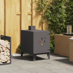 Kemping tűzhely kéménnyel fekete 35x50x60 cm acél