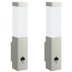Kültéri fali lámpák érzékelővel 2 db ezüst rozsdamentes acél ip44