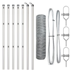 Hatágú kerítés 0.4x10 m horganyzott acél, kerítésoszlopok 7 db ø32 mm 80 cm horganyzott acél