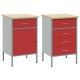 2 darabos munkaszekrény szett piros meg szürke mérnöki fából meg acélból