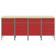 4 részes munkaszekrény szett piros és szürke rétegelt lemezből és acélból