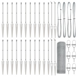 Hatágú kerítés 0.6x50 m galvanizált acél, kerítésoszlopok cövekekkel 13 db ø32 mm 80 cm galvanizált acél