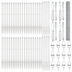 Hatszögletű kerítés 1.6x100 m galvanizált acél, kerítésoszlopok tüskével 13 db ø32 mm 180 cm galvanizált acél