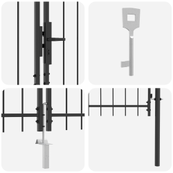 Kerti kapu lándzsa tetejű szürke 150x400 cm acél