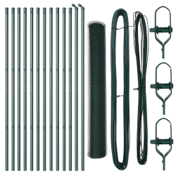 Hexagon kerítés zöld 1.4x25 m acél, kerítésposztok 13 db zöld ø32 mm 190 cm galvanizált acél