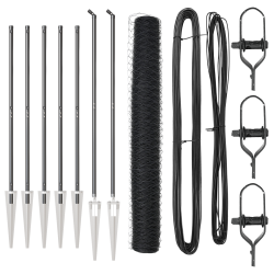 Hatszögletű kerítés szürke 1.2x10 m acél, kerítés oszlopok cölöppel 7 db ø32 mm 140 cm galvanizált acél