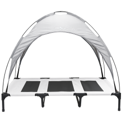 Emelt kutyaágy leveshető tetővel ezüst szürke xl fém