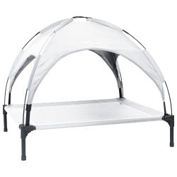 Emelt kutyaágy levehető tetővel ezüstszürke xl fém