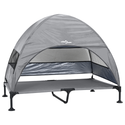 Emelt kutyaágy levehető tetővel világosszürke xl acél