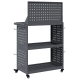 Eszköz kocsi polcokkal kerékkel tárolóval antracit 65 x 35 x 111 cm porszórt acél