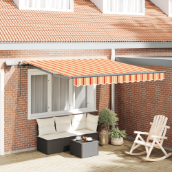 Kézi behúzható napellenző led-del sárga és narancssárga 300x250 cm