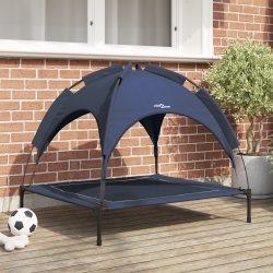 Emelt kutyafekhely levehető tetővel tengerészkék l fém