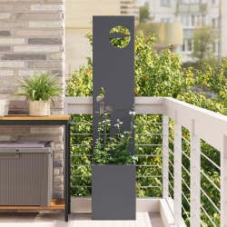 Kerti cserepes növény tartó dekoratív panellel antracit