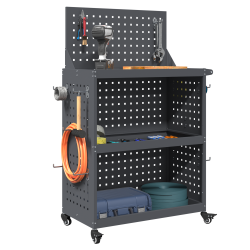 Eszköz kocsi polcokkal kerékkel tárolóval antracit 65 x 35 x 111 cm porszórt acél