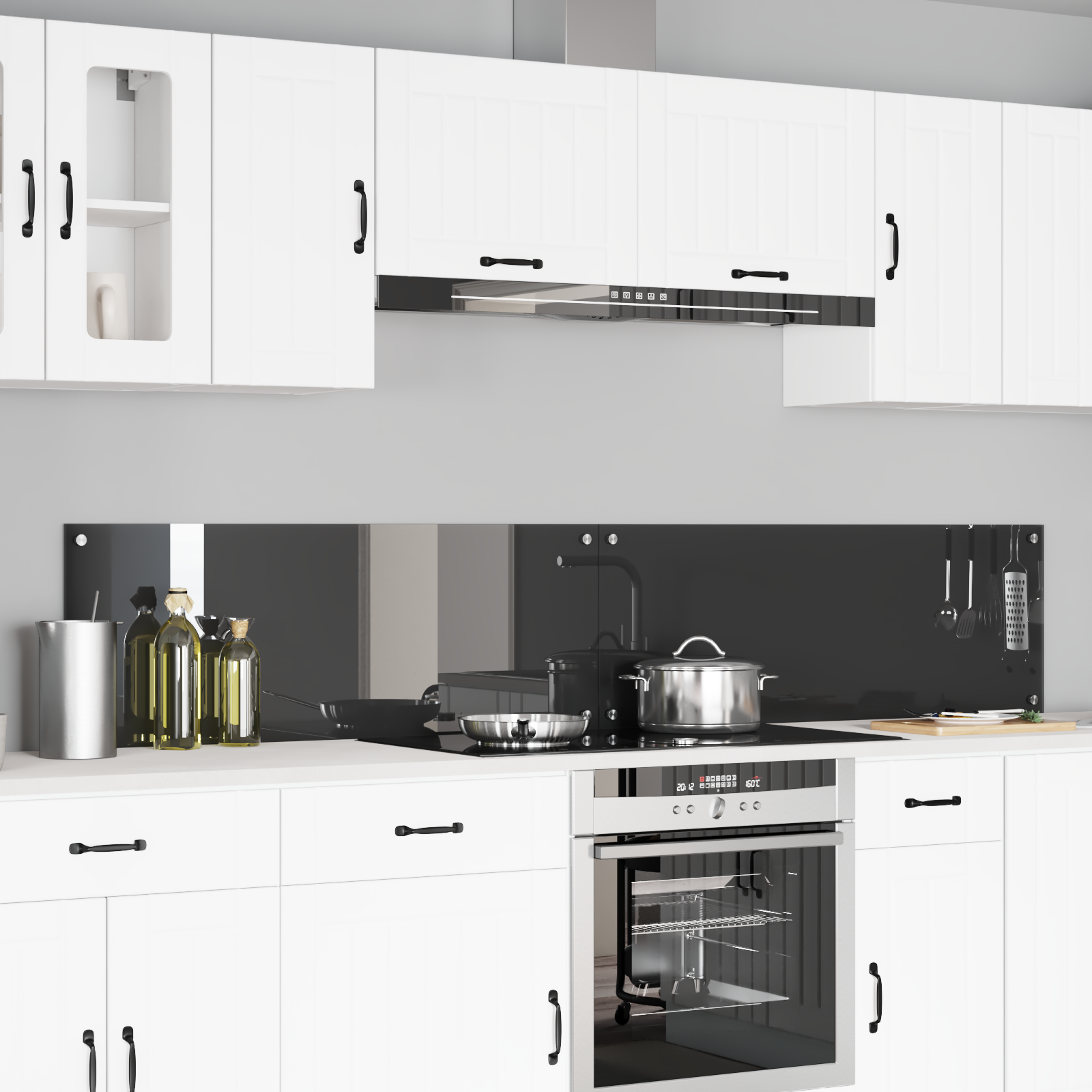 Konyhai hátfal 2 pcs sötétszürke 110 x 40 cm edzett üveg