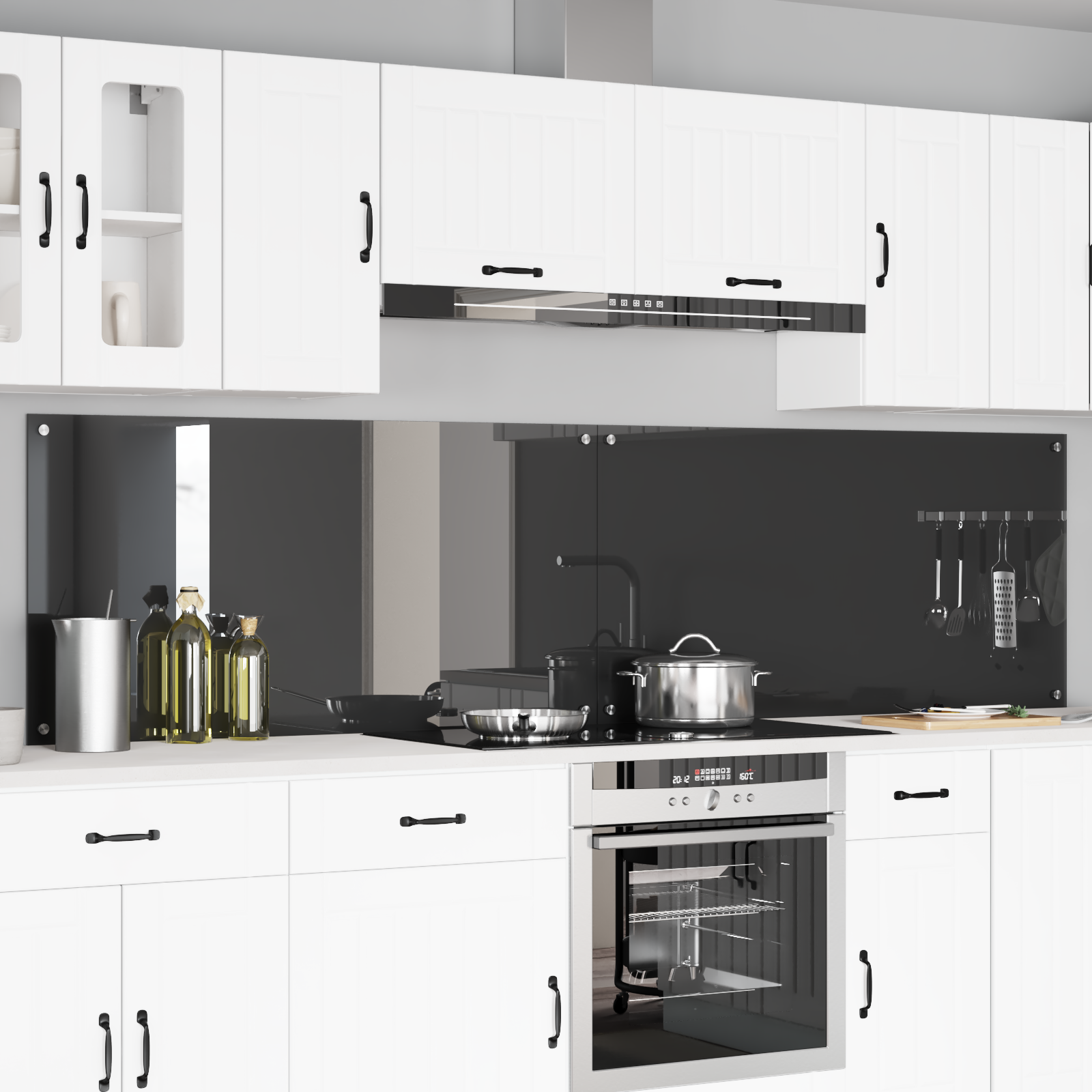 Konyhai hátfal 2 pcs sötétszürke 120 x 60 cm edzett üveg
