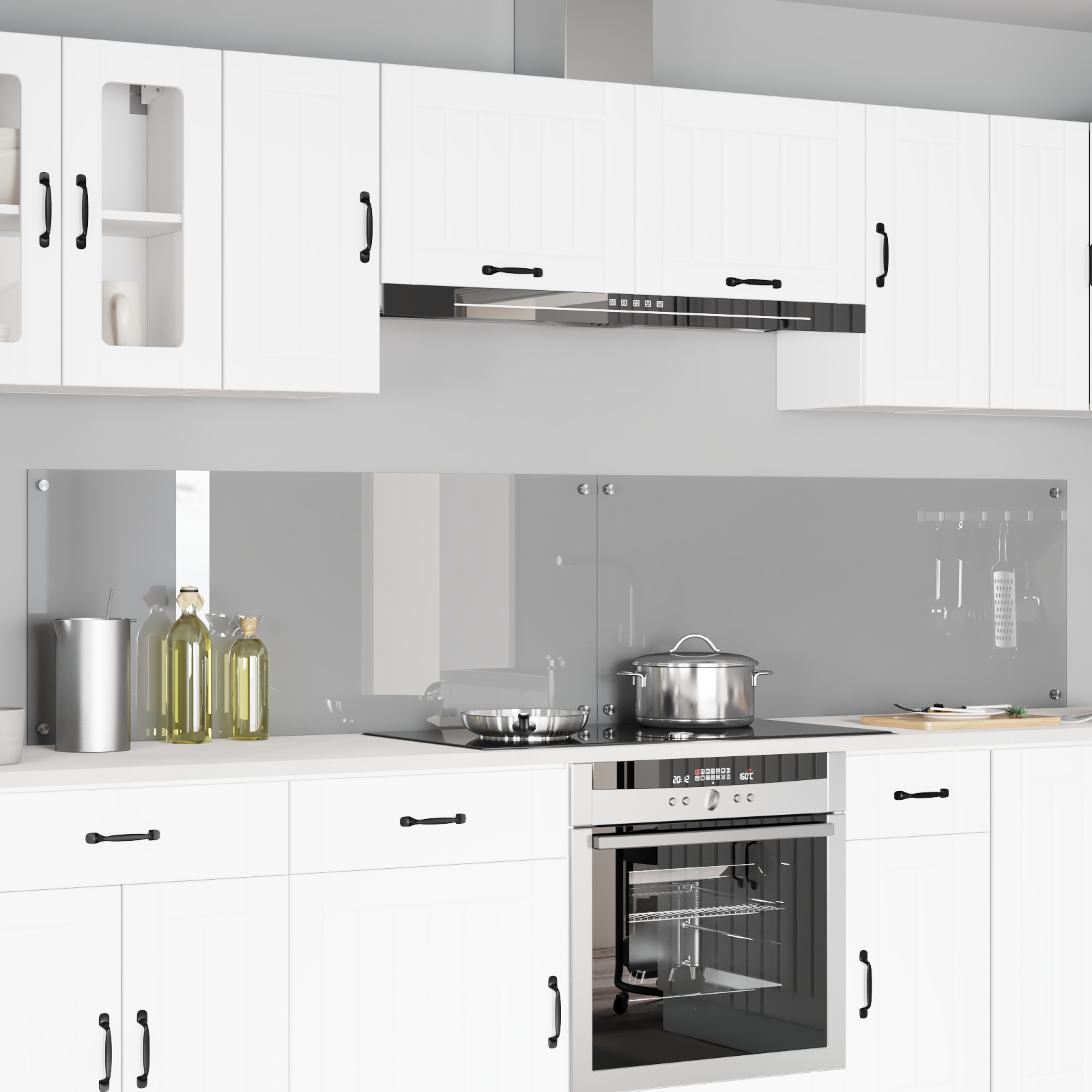 Konyhai hátfal 2 pcs világosszürke 120 x 50 cm edzett üveg
