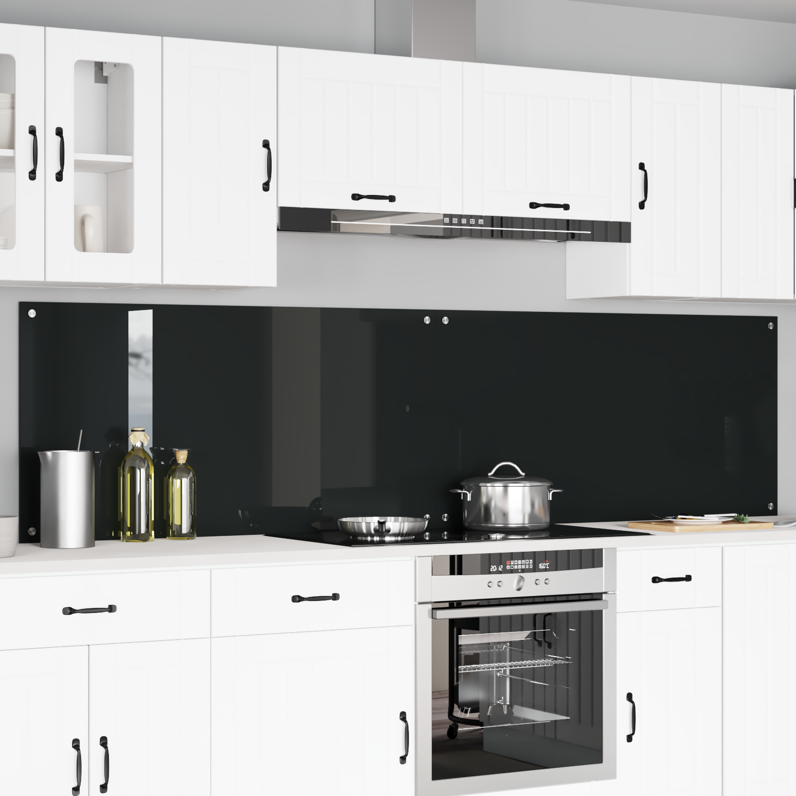 Konyhai hátfal 2 pcs fekete 120 x 60 cm edzett üveg