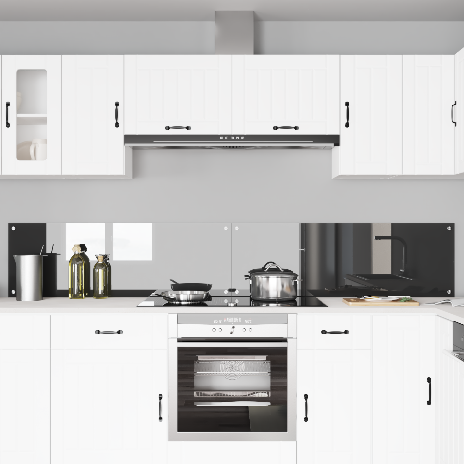 Konyhai hátfal 2 pcs sötétszürke 120 x 40 cm edzett üveg