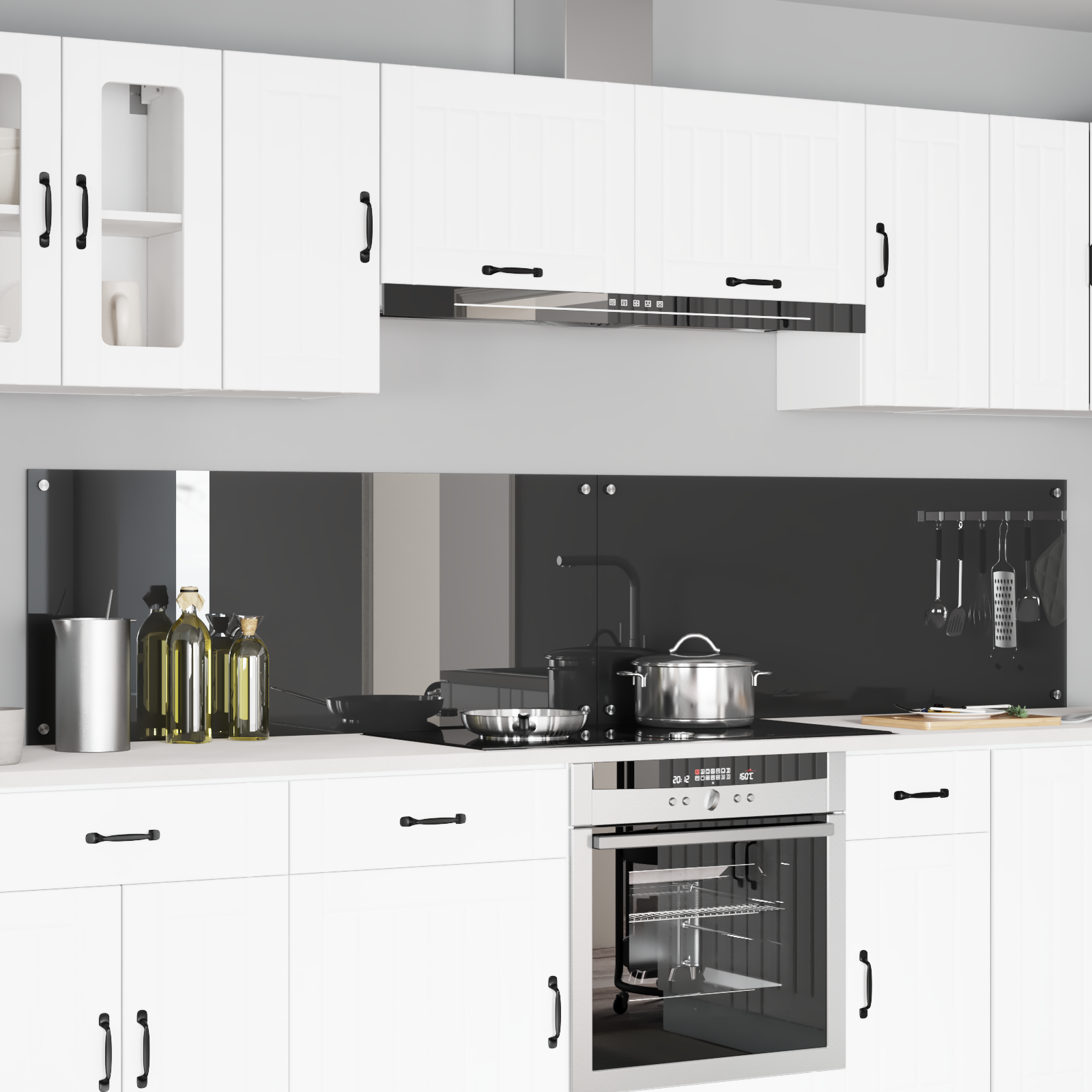 Konyhai hátfal 2 pcs sötétszürke 120 x 50 cm edzett üveg