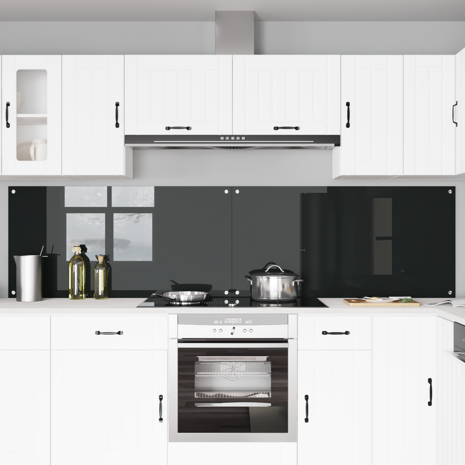 Konyhai hátfal 2 pcs fekete 120 x 60 cm edzett üveg