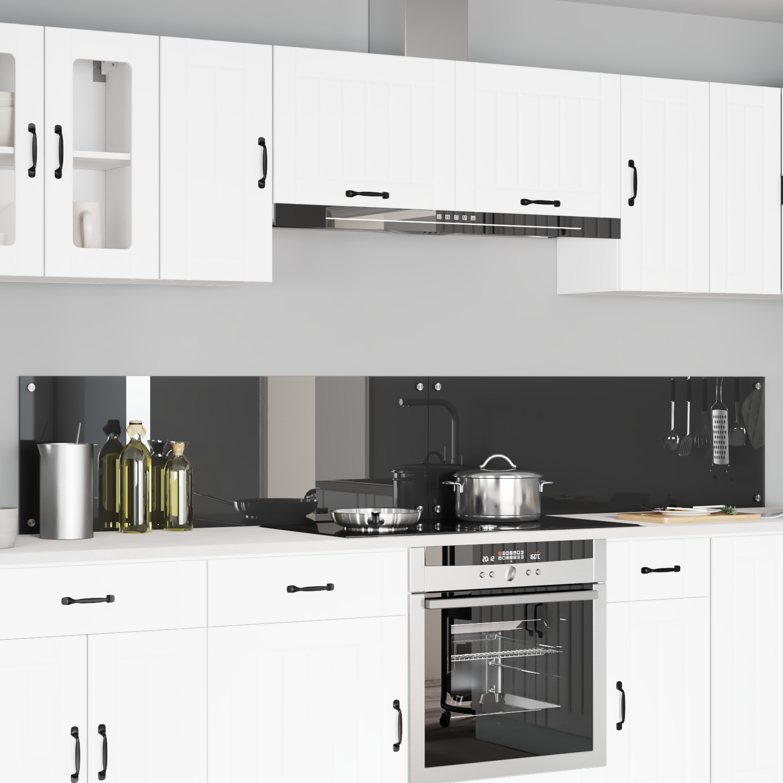 Konyhai hátfal 2 pcs sötétszürke 120 x 40 cm edzett üveg