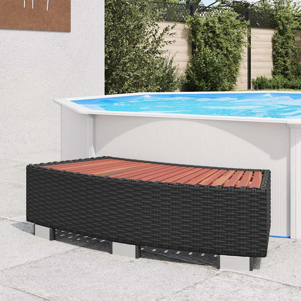 Polyrattan, fekete spa fellépő 92x45x25 cm