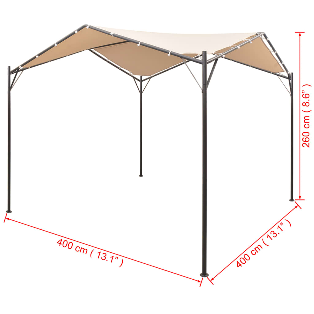 Bézs kerti acél pavilon vászonsátorral 4 x 4 m Bézs kerti acél pavilon vászonsátorral 4 x 4 m