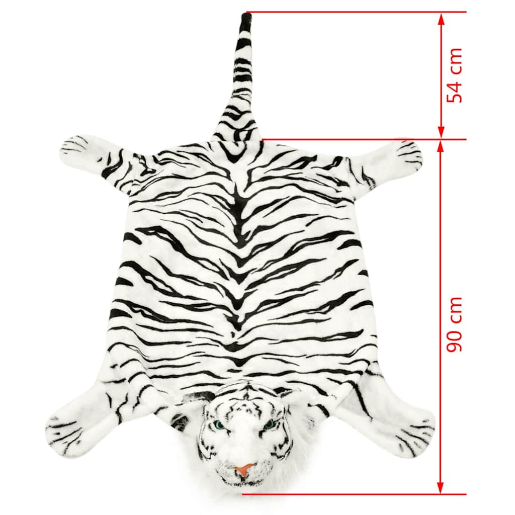 Fehér plüss tigris szőnyeg 144 cm