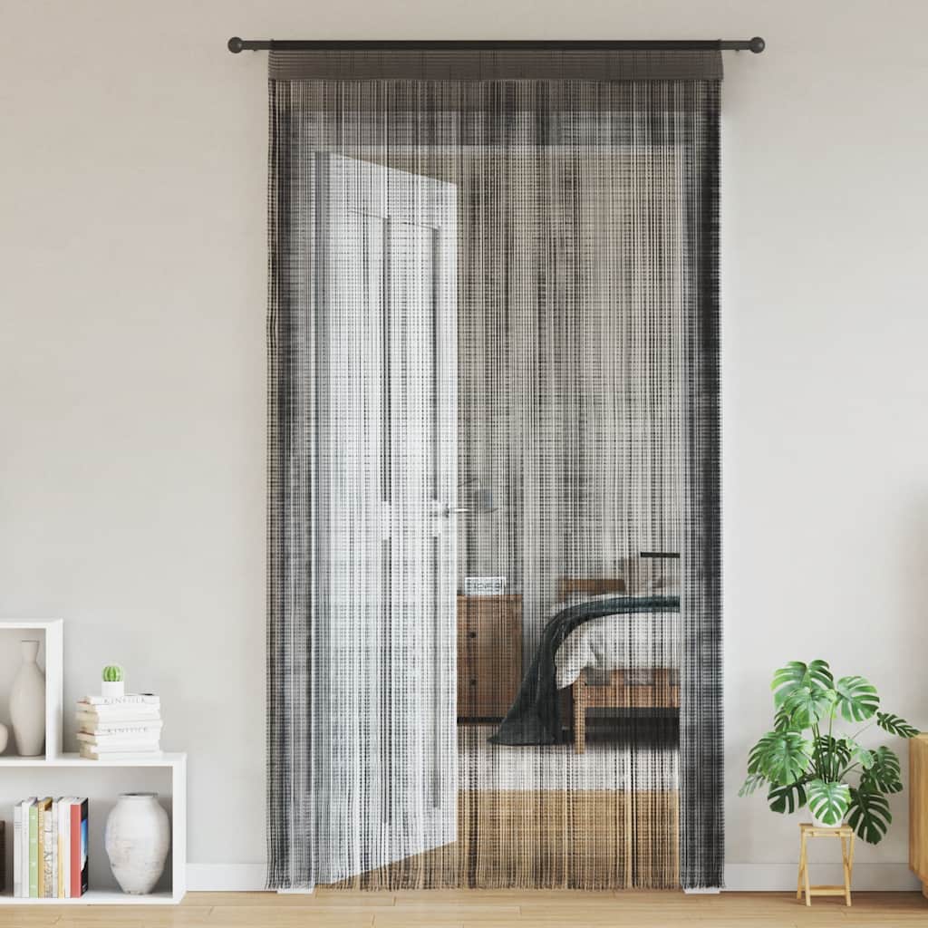 2 db fekete zsinórfüggöny 100 x 250 cm