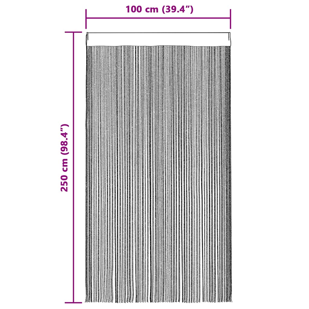 2 db fekete zsinórfüggöny 100 x 250 cm