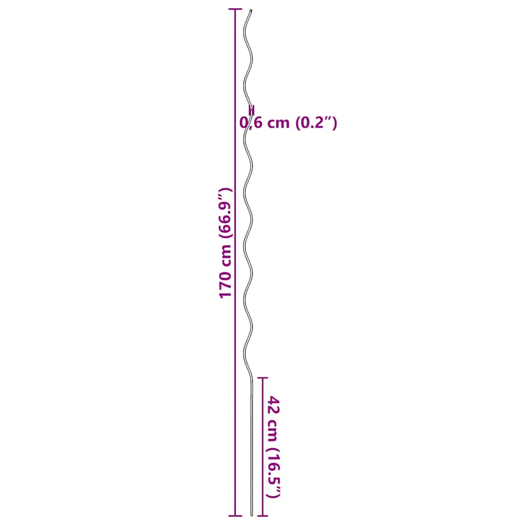 20 db spirál alakú horganyzott acél növény támaszték 170 cm