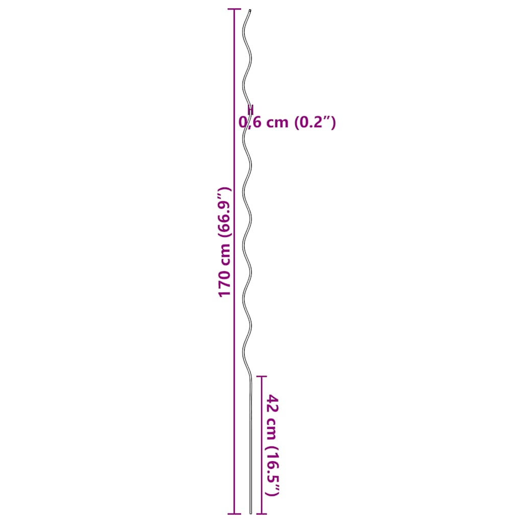 5 db spirál alakú horganyzott acél növény támaszték 170 cm