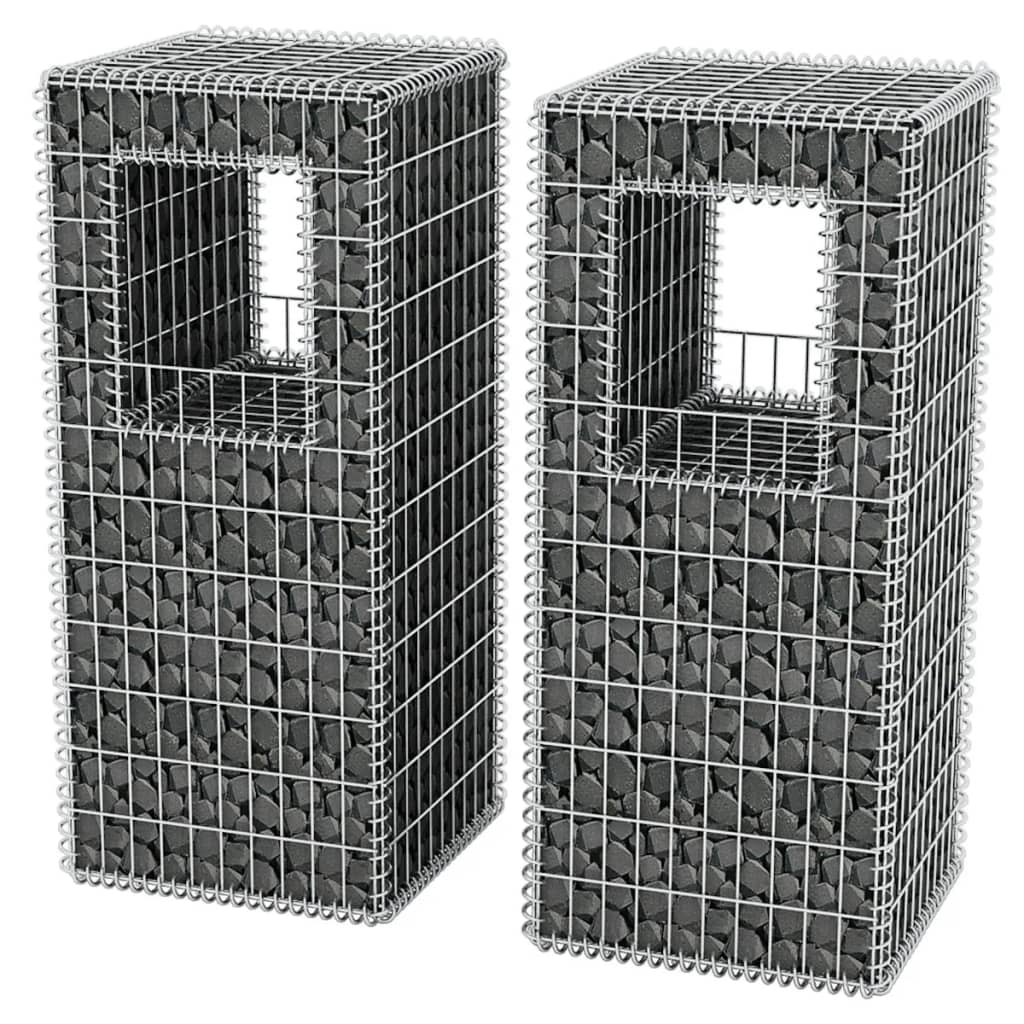 2 db acél gabion kosár oszlop / ágyás 50 x 50 x 120 cm
