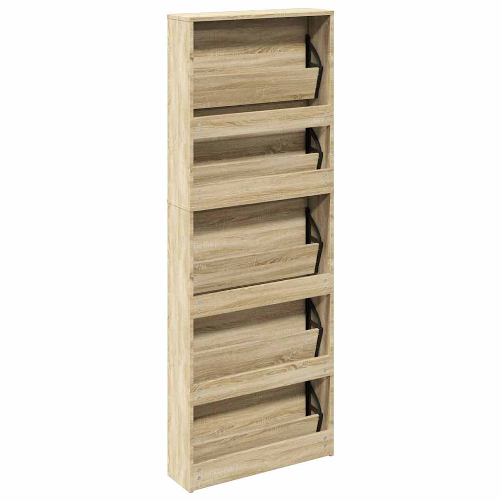 5 szintes tükrös tölgy cipőszekrény 63 x 17 x 169,5 cm