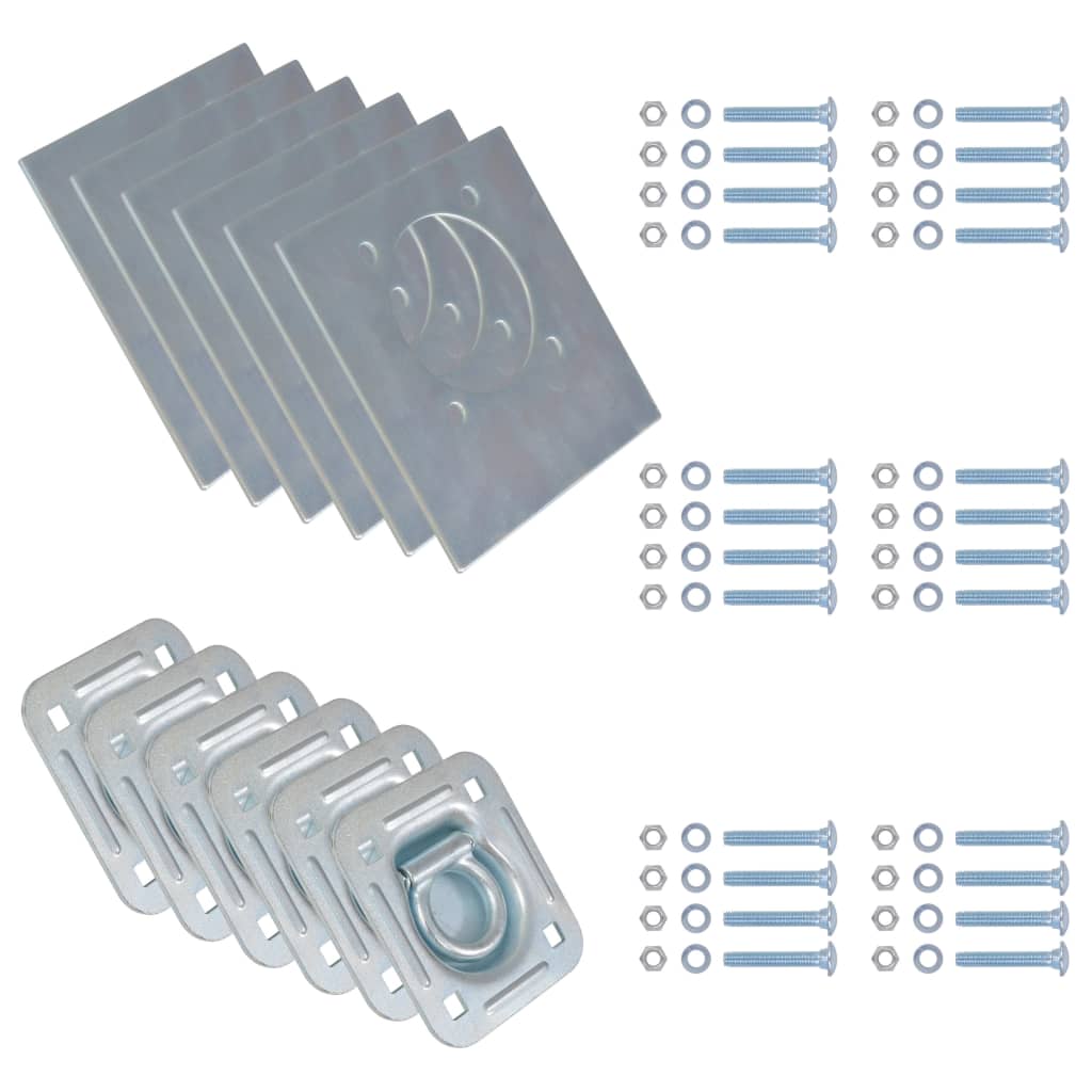 6 db horganyzott acél rögzítőgyűrű trélerhez 2000 kg
