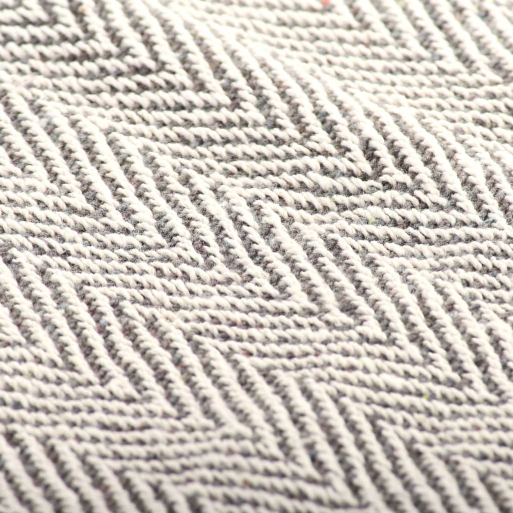 Szürke pamut pléd halszálka mintával 160x210 cm