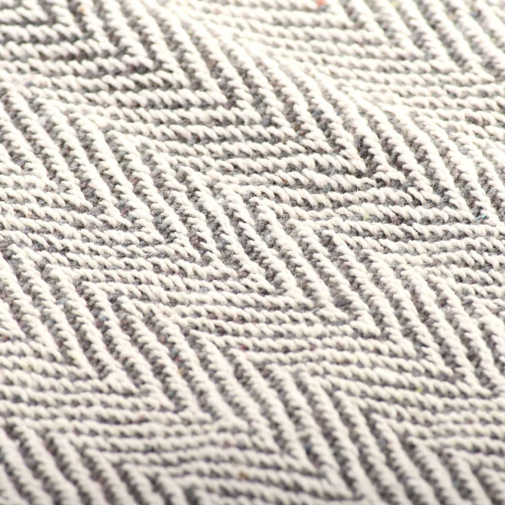 Szürke pamut pléd halszálka mintával 220 x 250 cm