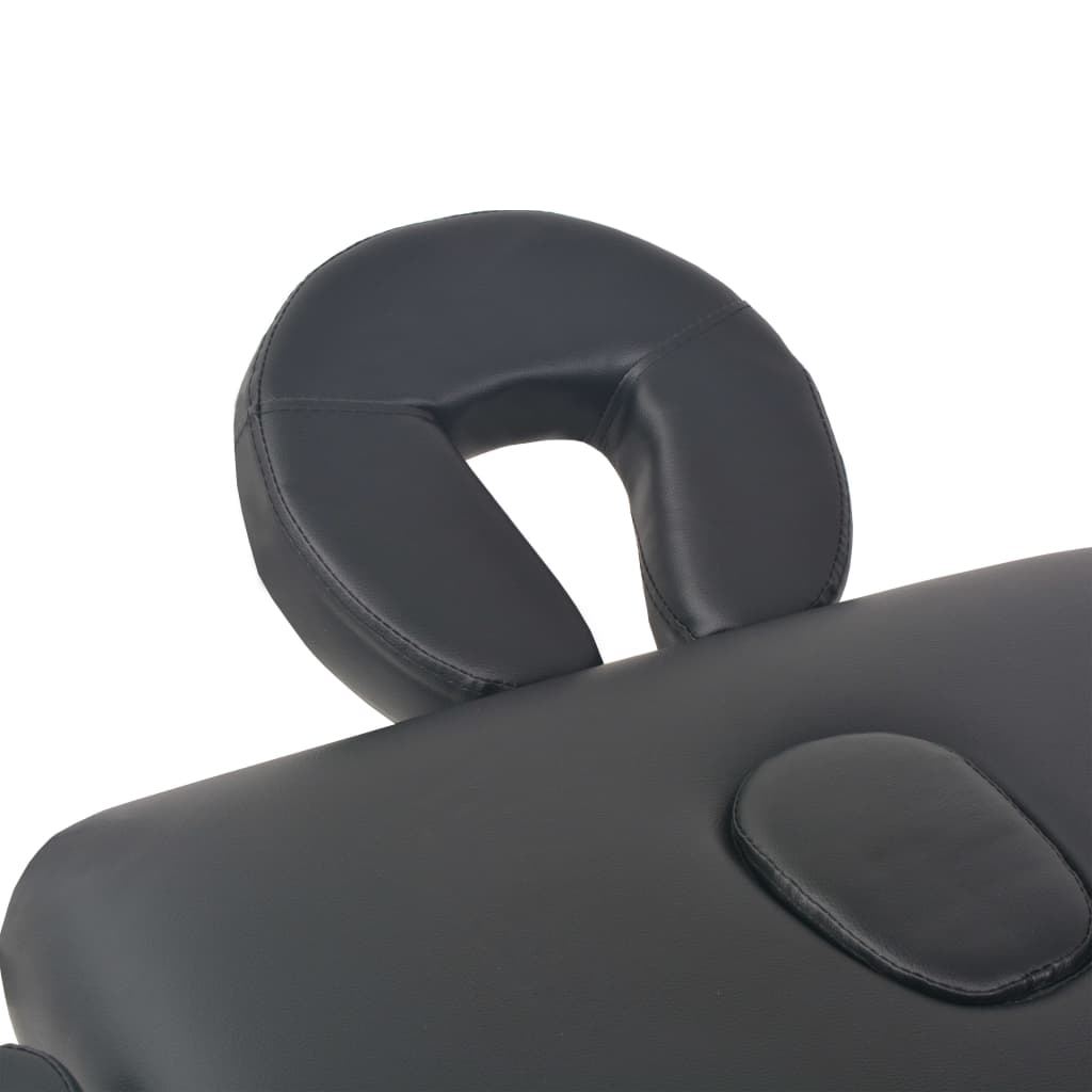 3 zónás fekete összecsukható 10 cm vastag masszázsasztal