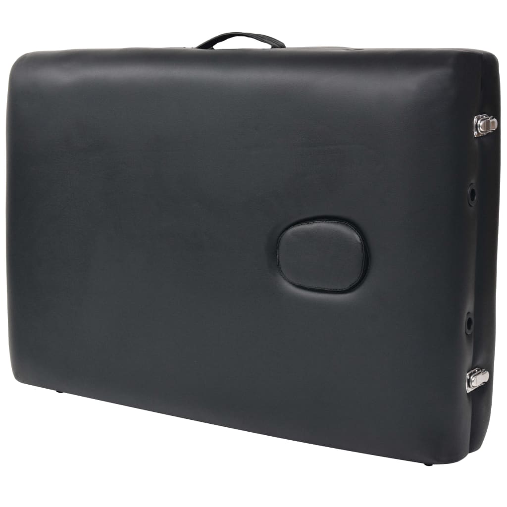 2 zónás fekete összecsukható 10 cm-es masszázsasztal és zsámoly